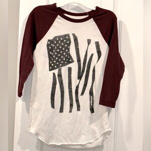 Converse baseball style tee with black American flag